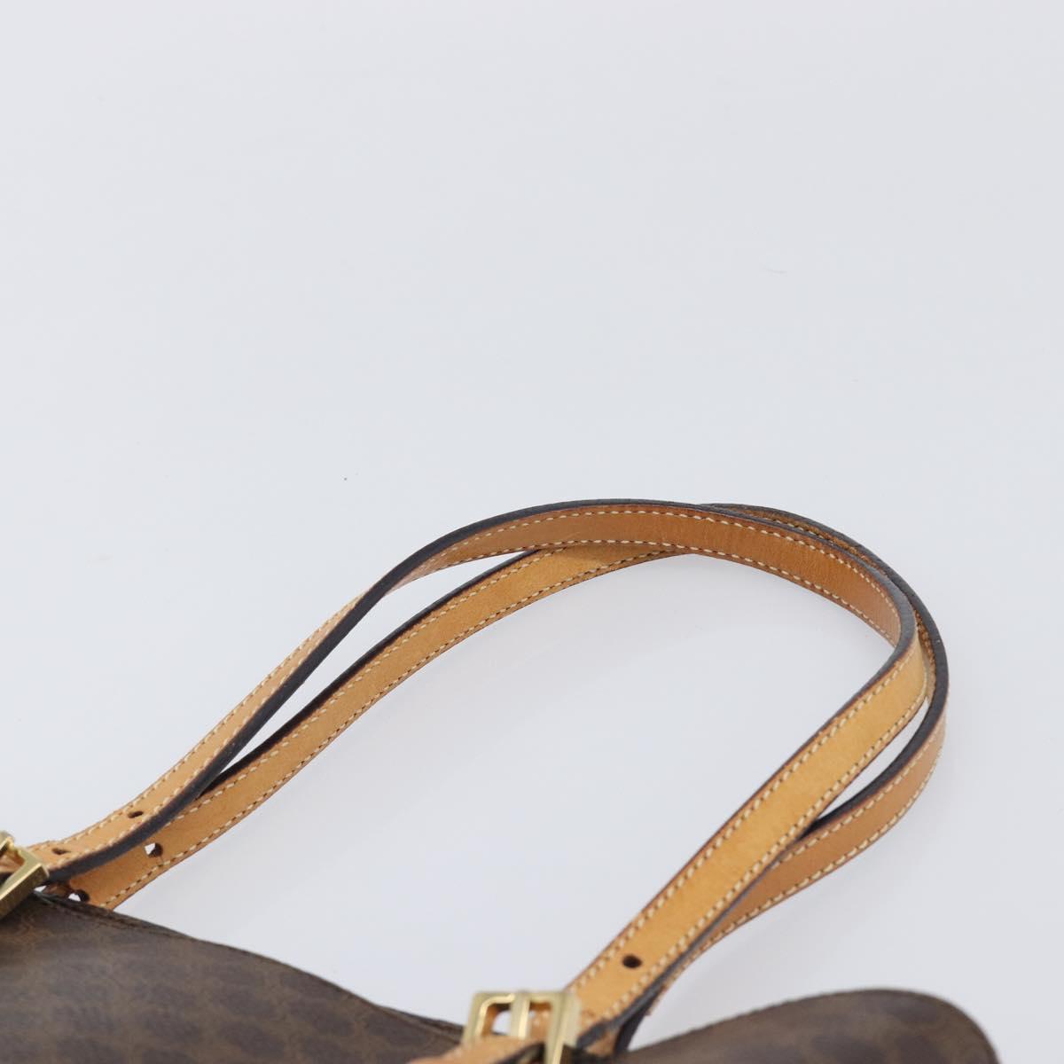 CELINE Macadam Canvas Hand Bag PVC Leather Brown Gold Auth ep16155