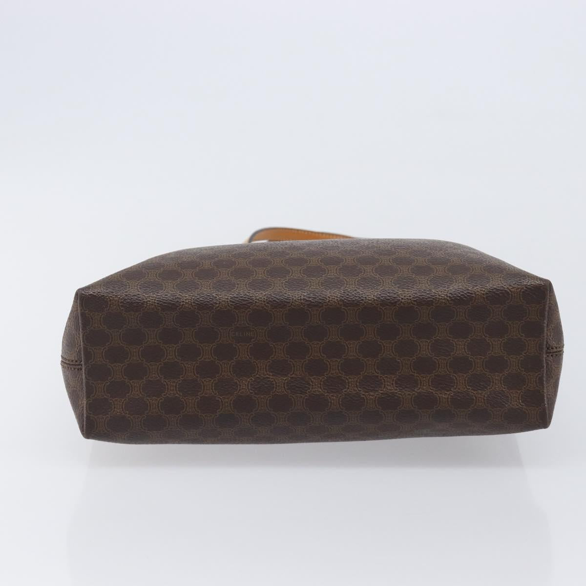 CELINE Macadam Canvas Hand Bag PVC Leather Brown Gold Auth ep16155