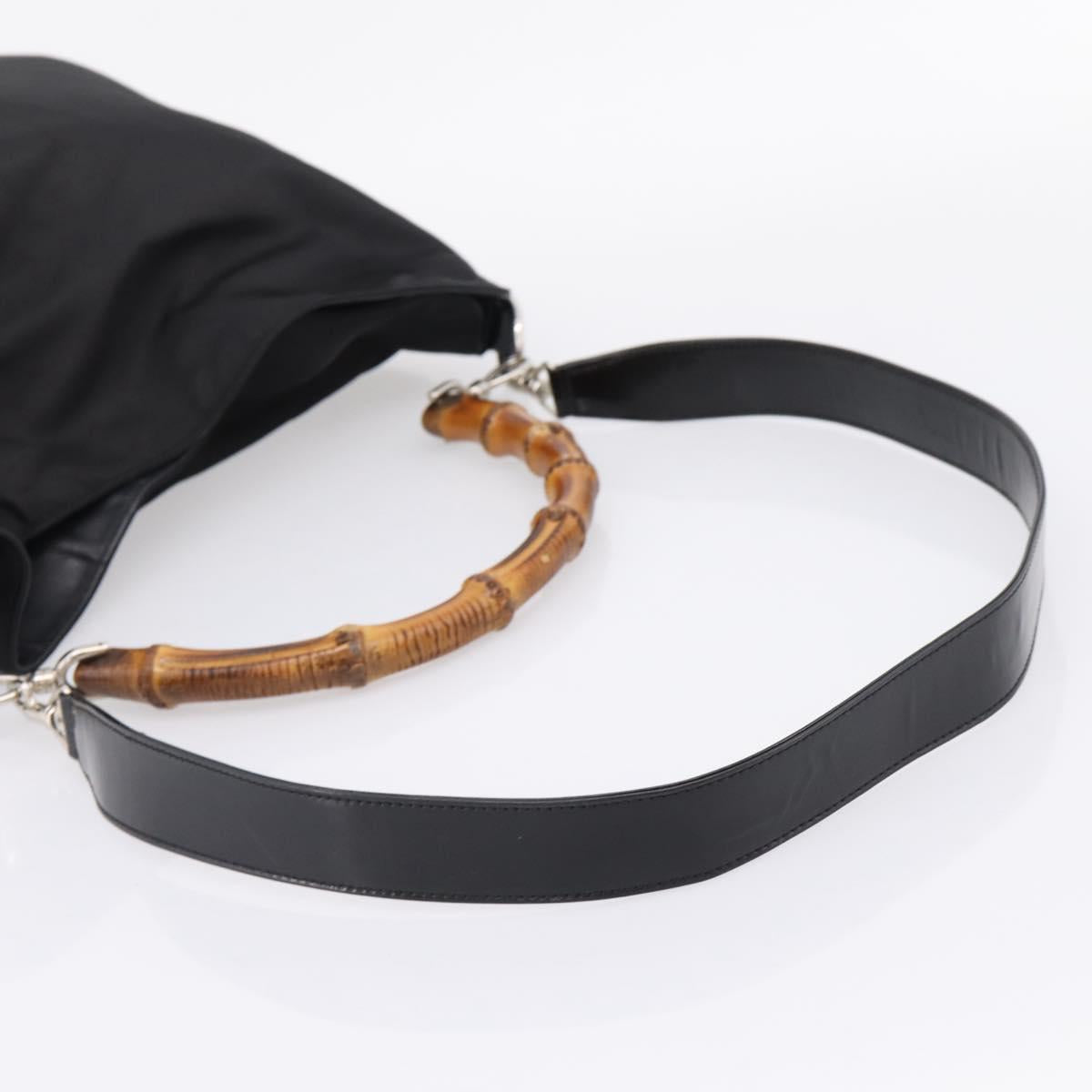 GUCCI Bamboo Hand Bag Nylon 2way Black Silver 001 1577 2615 Auth ep16156