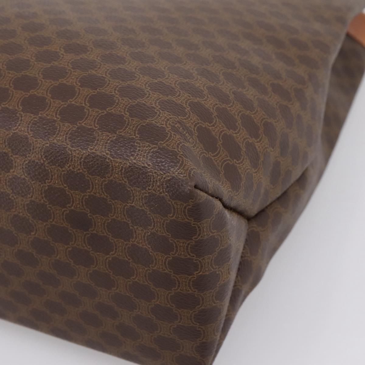 CELINE Macadam Canvas Tote Bag PVC Leather Brown Gold Auth ep16157