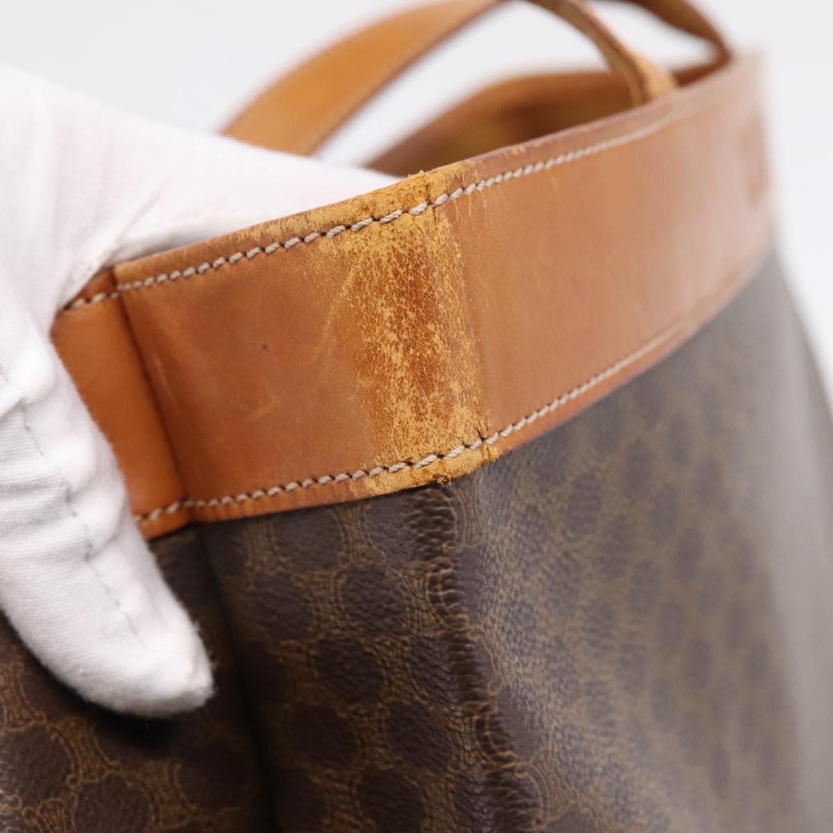 CELINE Macadam Canvas Tote Bag PVC Leather Brown Gold Auth ep16157