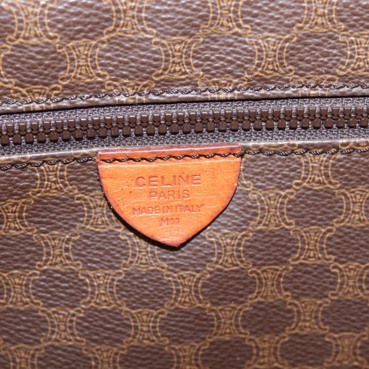 CELINE Macadam Canvas Tote Bag PVC Leather Brown Gold Auth ep16157