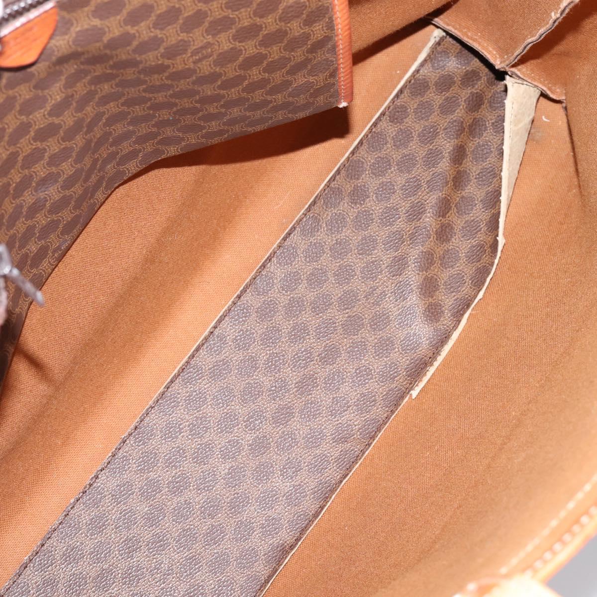 CELINE Macadam Canvas Tote Bag PVC Leather Brown Gold Auth ep16157