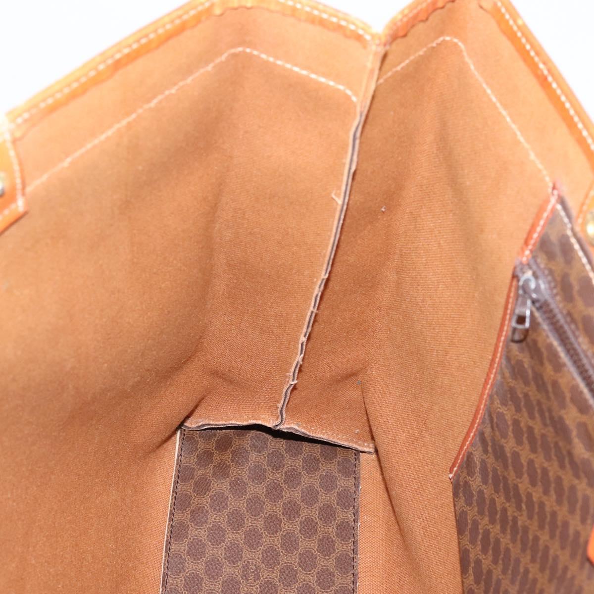CELINE Macadam Canvas Tote Bag PVC Leather Brown Gold Auth ep16157