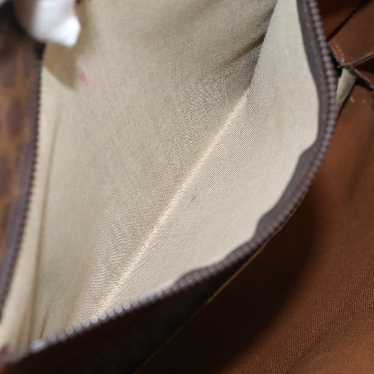 CELINE Macadam Canvas Tote Bag PVC Leather Brown Gold Auth ep16157