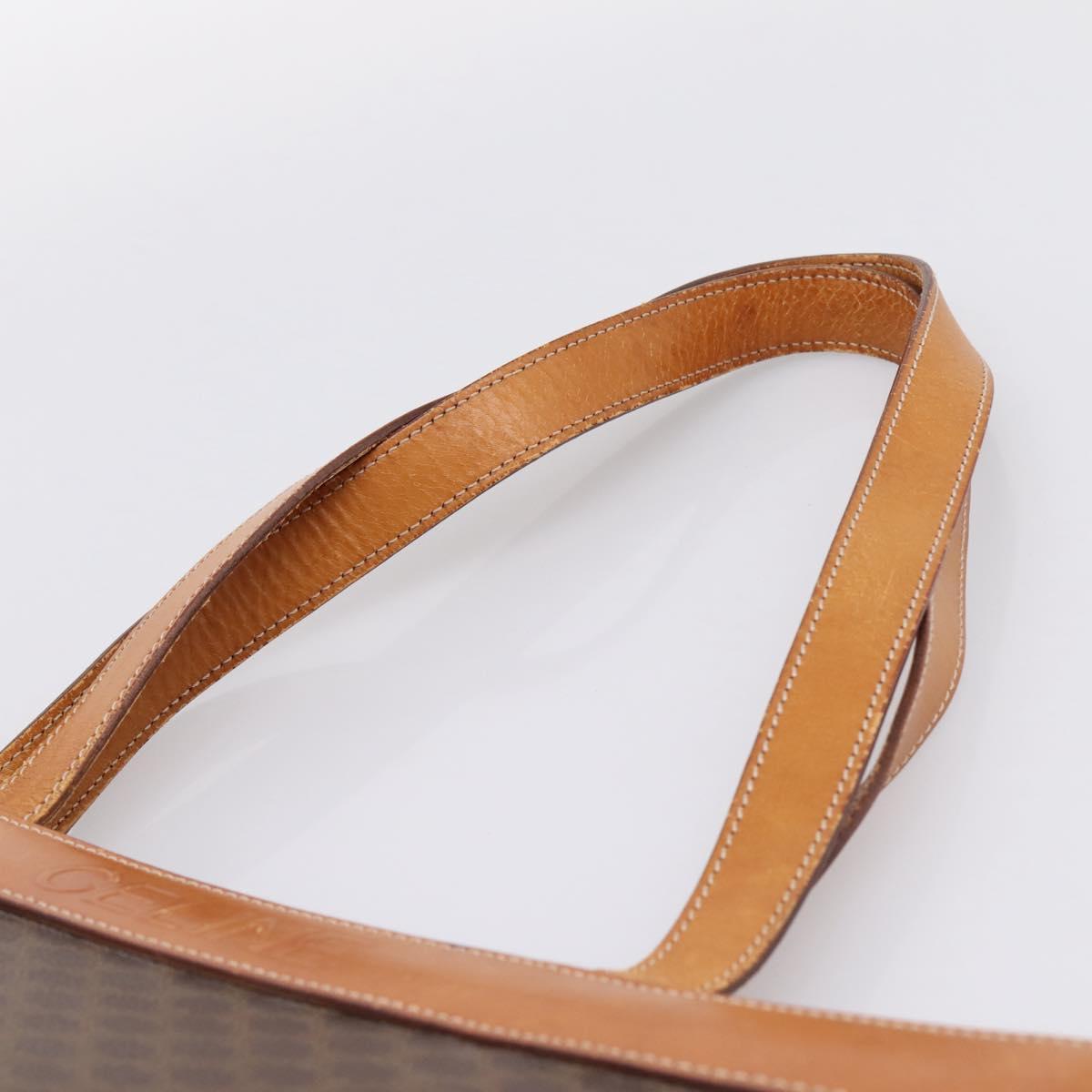 CELINE Macadam Canvas Tote Bag PVC Leather Brown Gold Auth ep16157