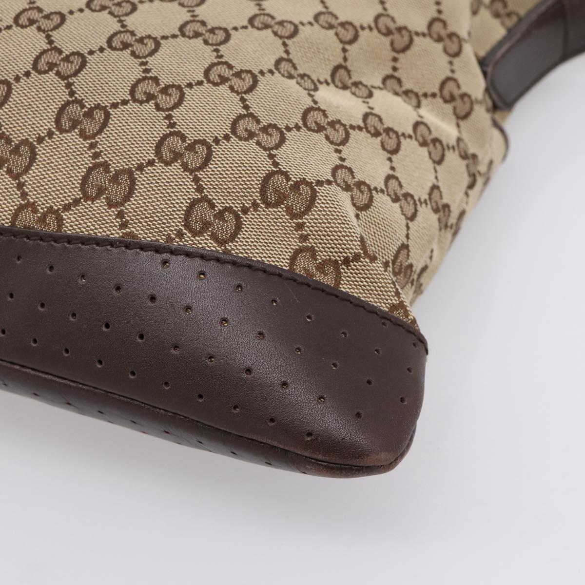 GUCCI GG Canvas Shoulder Bag Beige Silver 145857 Auth ep16158
