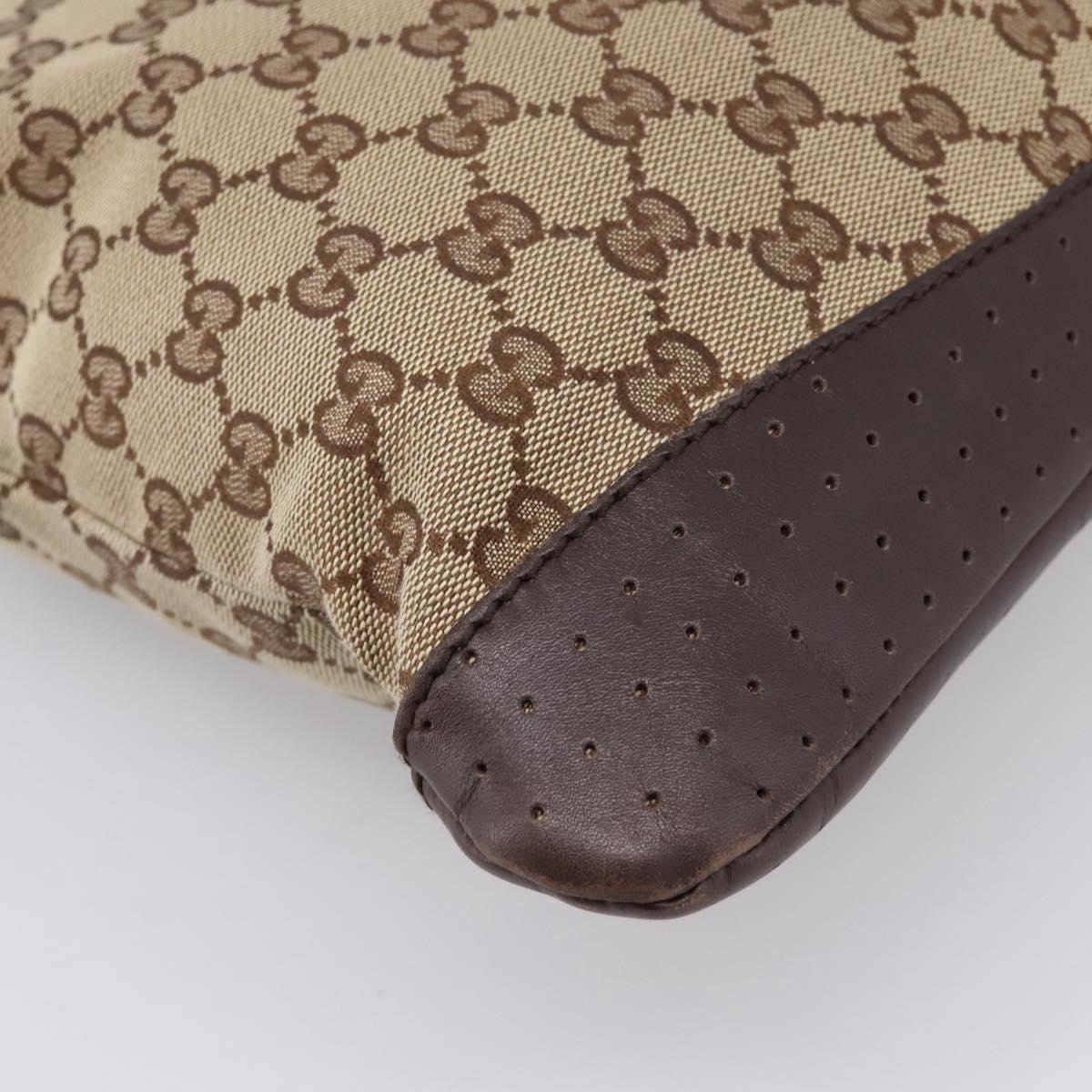 GUCCI GG Canvas Shoulder Bag Beige Silver 145857 Auth ep16158