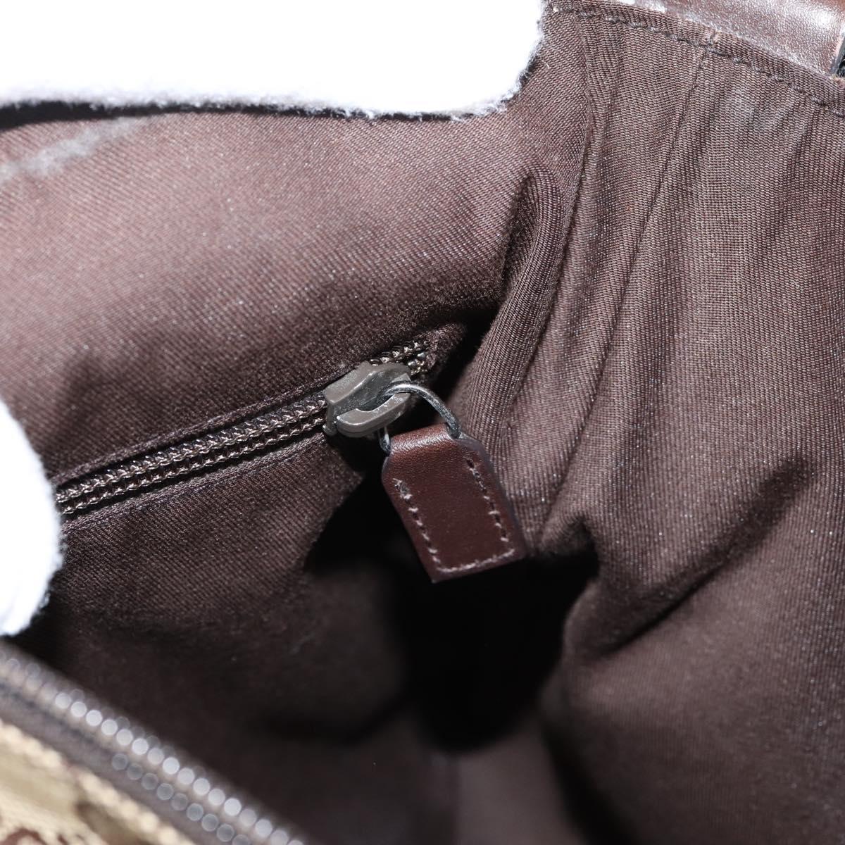 GUCCI GG Canvas Shoulder Bag Beige Silver 145857 Auth ep16158