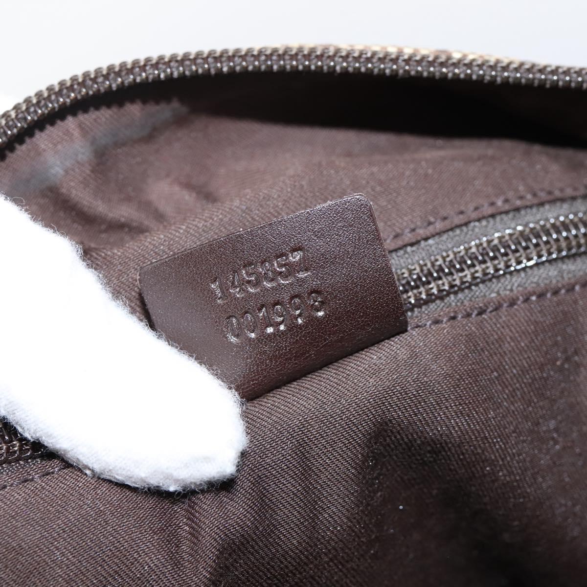 GUCCI GG Canvas Shoulder Bag Beige Silver 145857 Auth ep16158