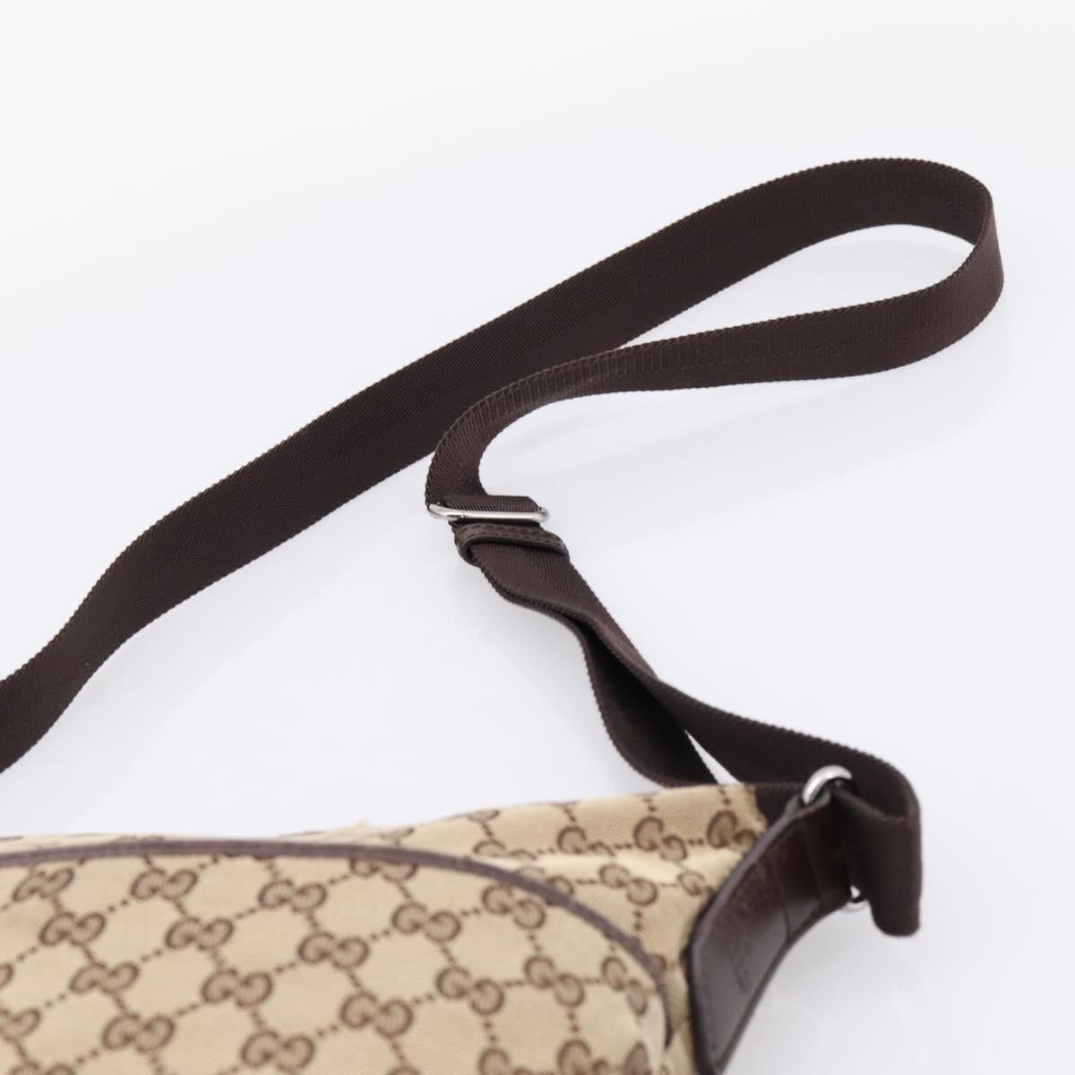 GUCCI GG Canvas Shoulder Bag Beige Silver 145857 Auth ep16158