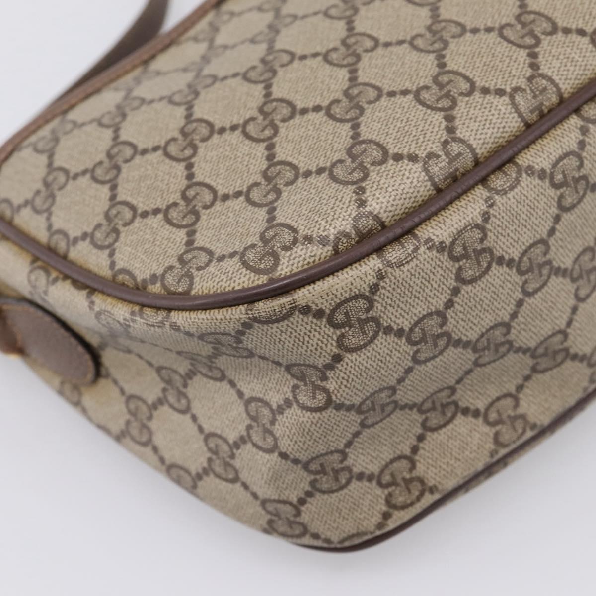 GUCCI GG Supreme Web Sherry Line Bag PVC Beige Gold 89 02 077 Auth ep16159