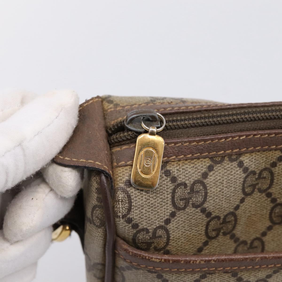GUCCI GG Supreme Web Sherry Line Bag PVC Beige Gold 89 02 077 Auth ep16159