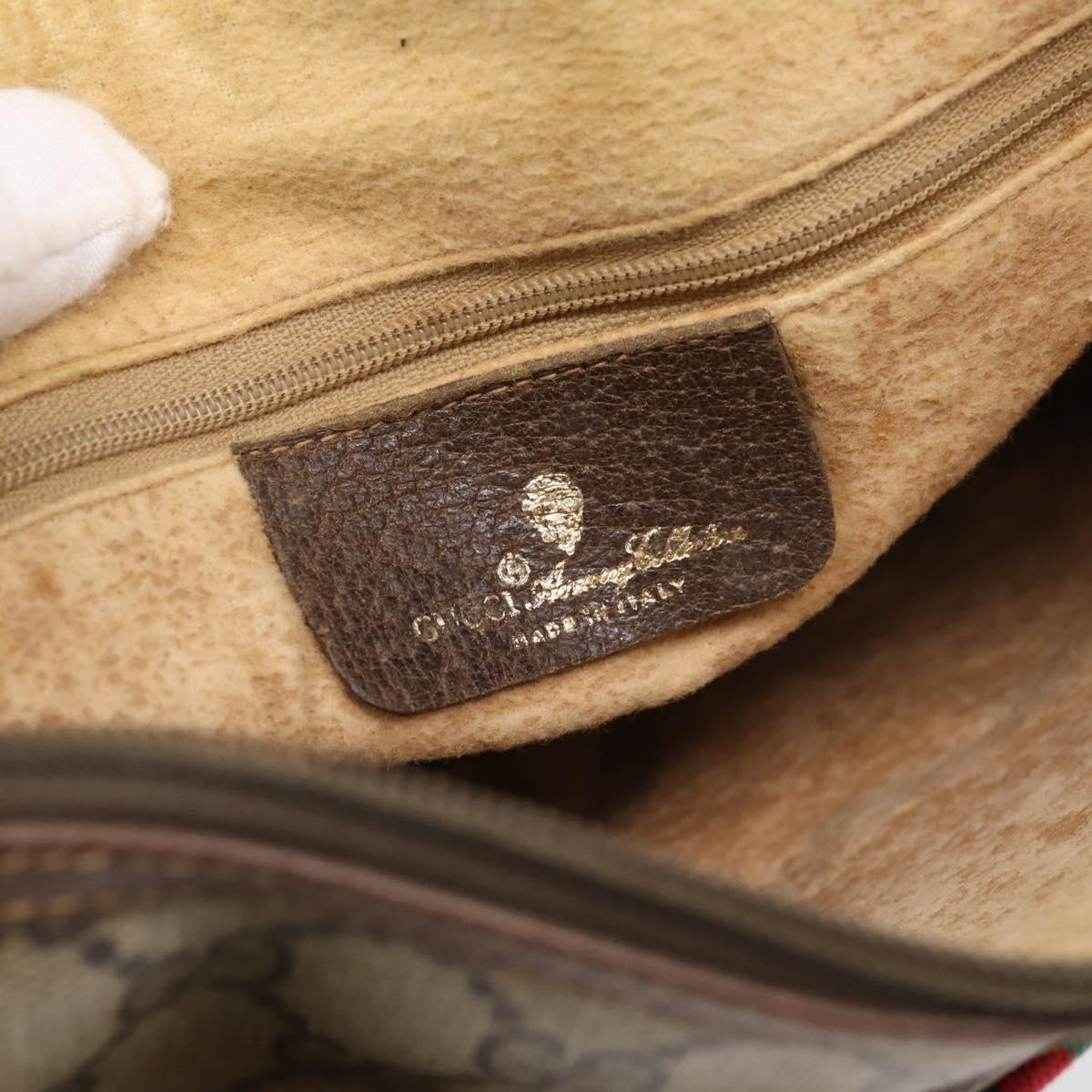 GUCCI GG Supreme Web Sherry Line Bag PVC Beige Gold 89 02 077 Auth ep16159