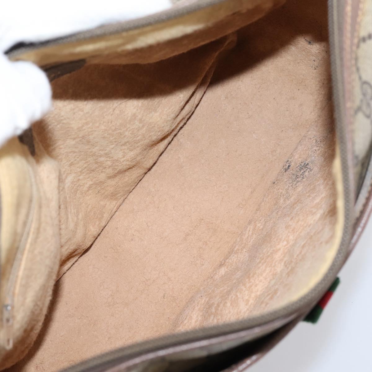 GUCCI GG Supreme Web Sherry Line Bag PVC Beige Gold 89 02 077 Auth ep16159