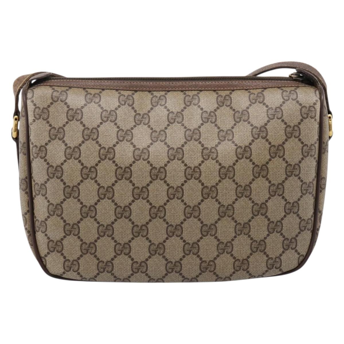 GUCCI GG Supreme Web Sherry Line Bag PVC Beige Gold 89 02 077 Auth ep16159