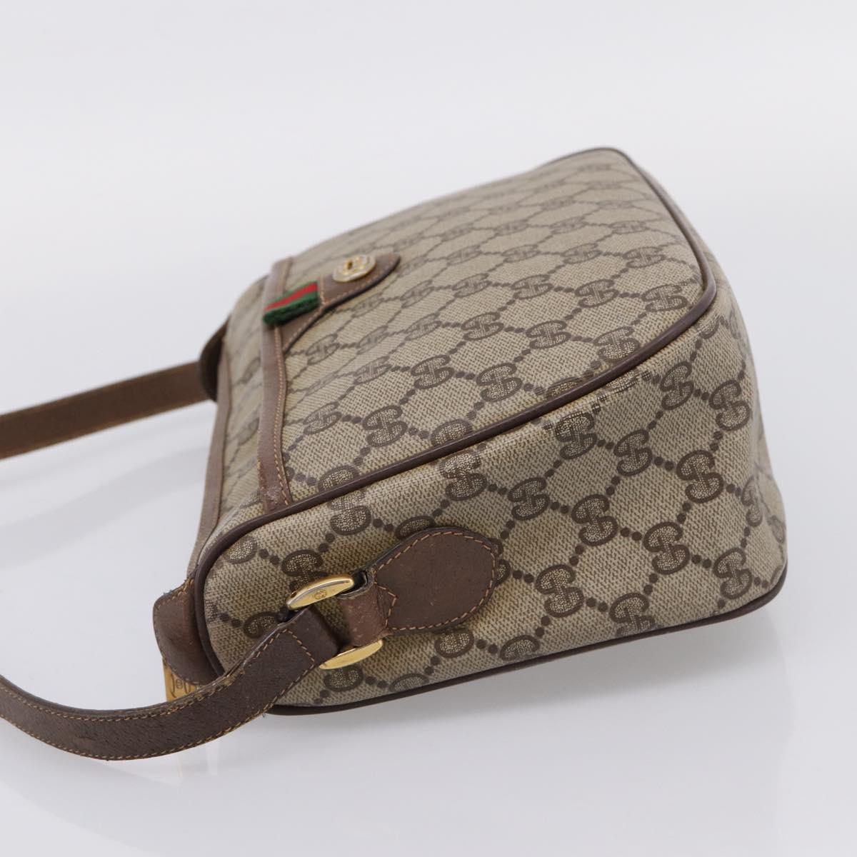 GUCCI GG Supreme Web Sherry Line Bag PVC Beige Gold 89 02 077 Auth ep16159