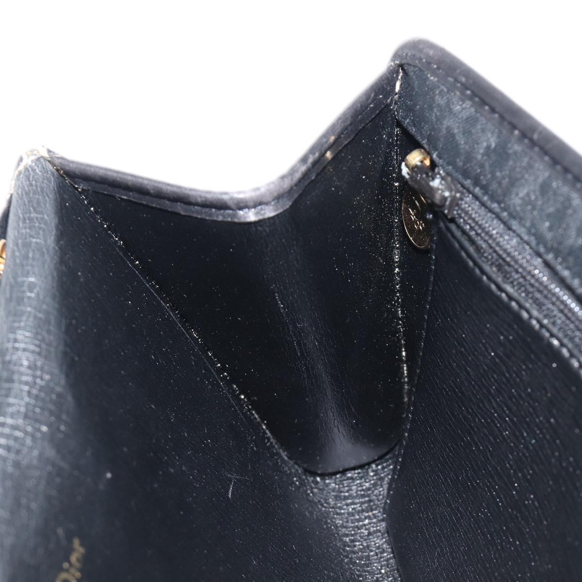Christian Dior Trotter Canvas Chain Shoulder Bag Black Gold Auth ep16160