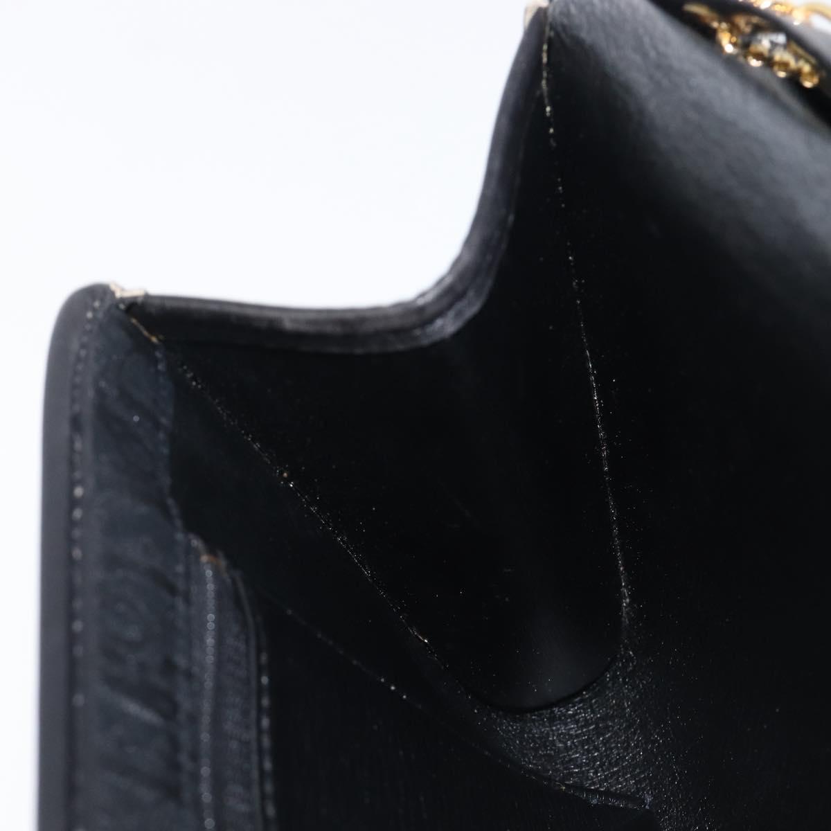 Christian Dior Trotter Canvas Chain Shoulder Bag Black Gold Auth ep16160