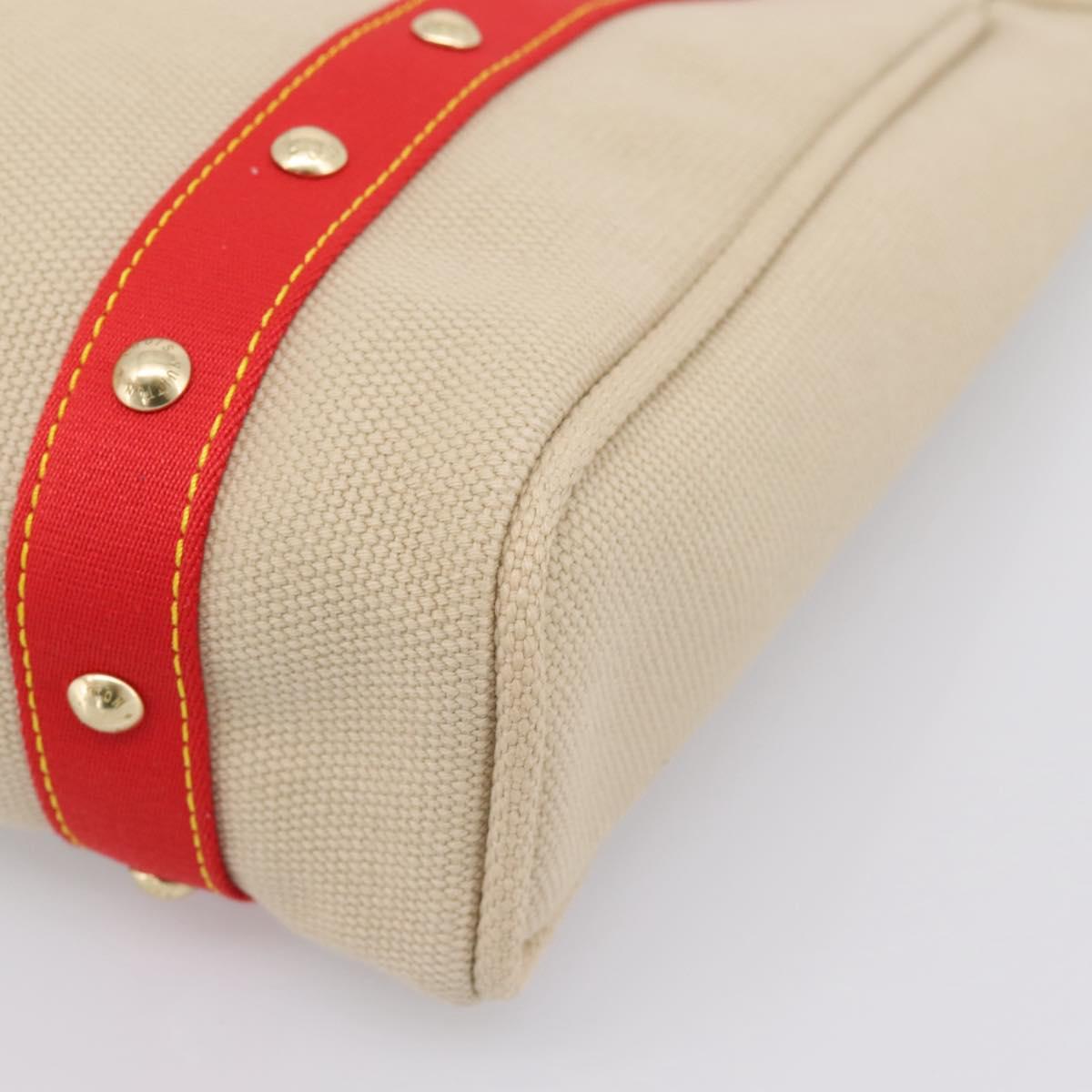 LOUIS VUITTON Antigua Cabas MM Tote Bag Canvas Beige Red M40035 LV Auth ep16163V