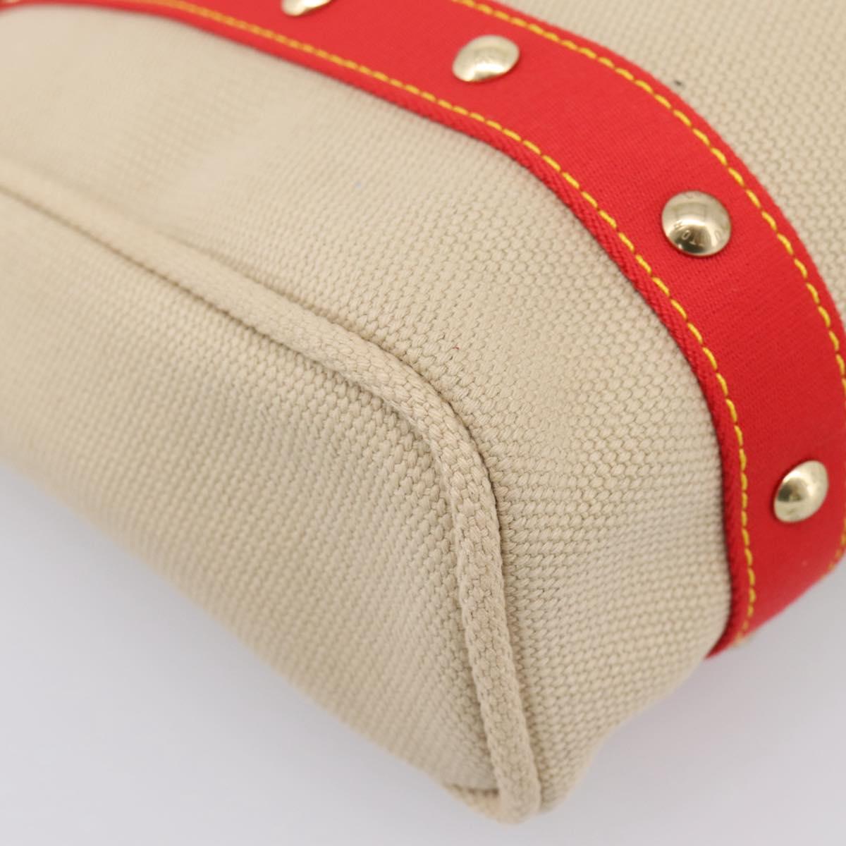 LOUIS VUITTON Antigua Cabas MM Tote Bag Canvas Beige Red M40035 LV Auth ep16163V