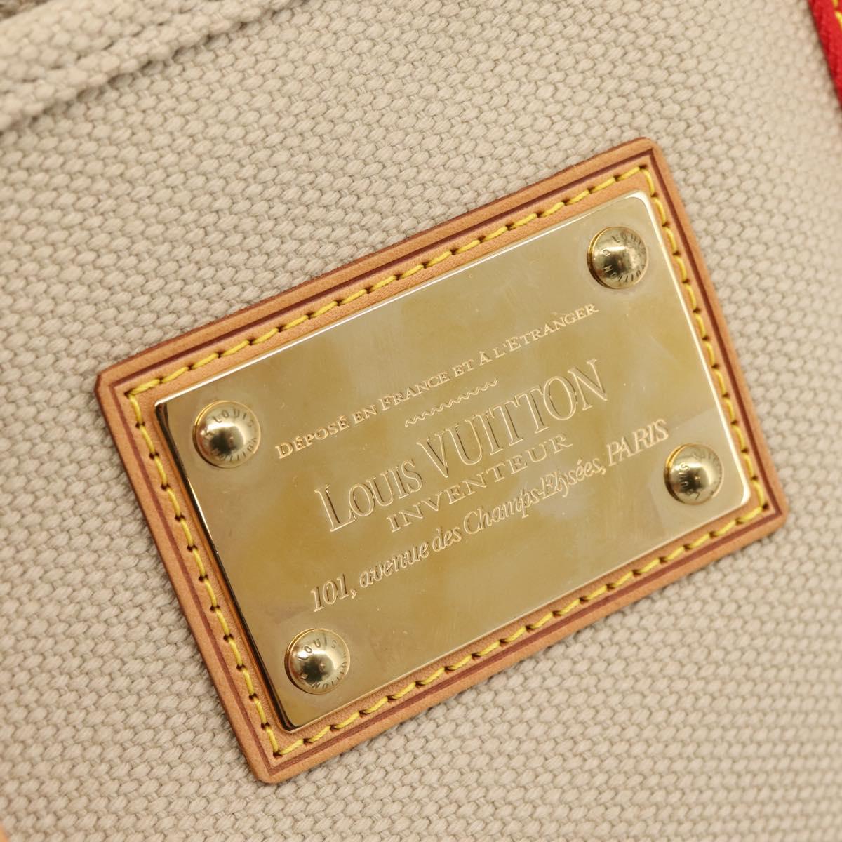 LOUIS VUITTON Antigua Cabas MM Tote Bag Canvas Beige Red M40035 LV Auth ep16163V