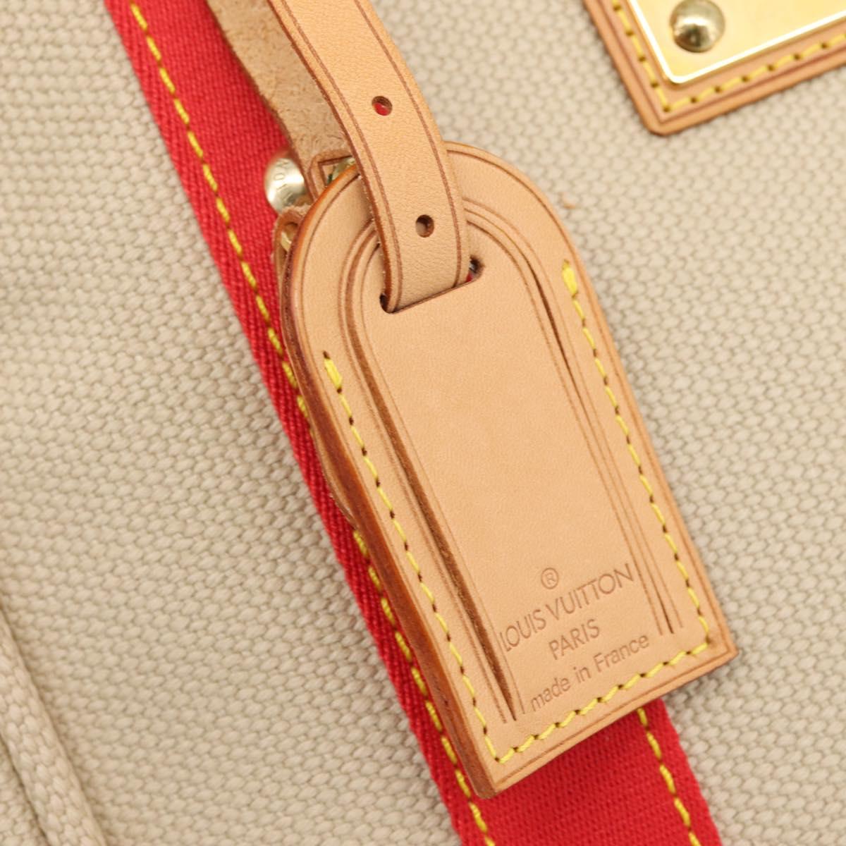 LOUIS VUITTON Antigua Cabas MM Tote Bag Canvas Beige Red M40035 LV Auth ep16163V