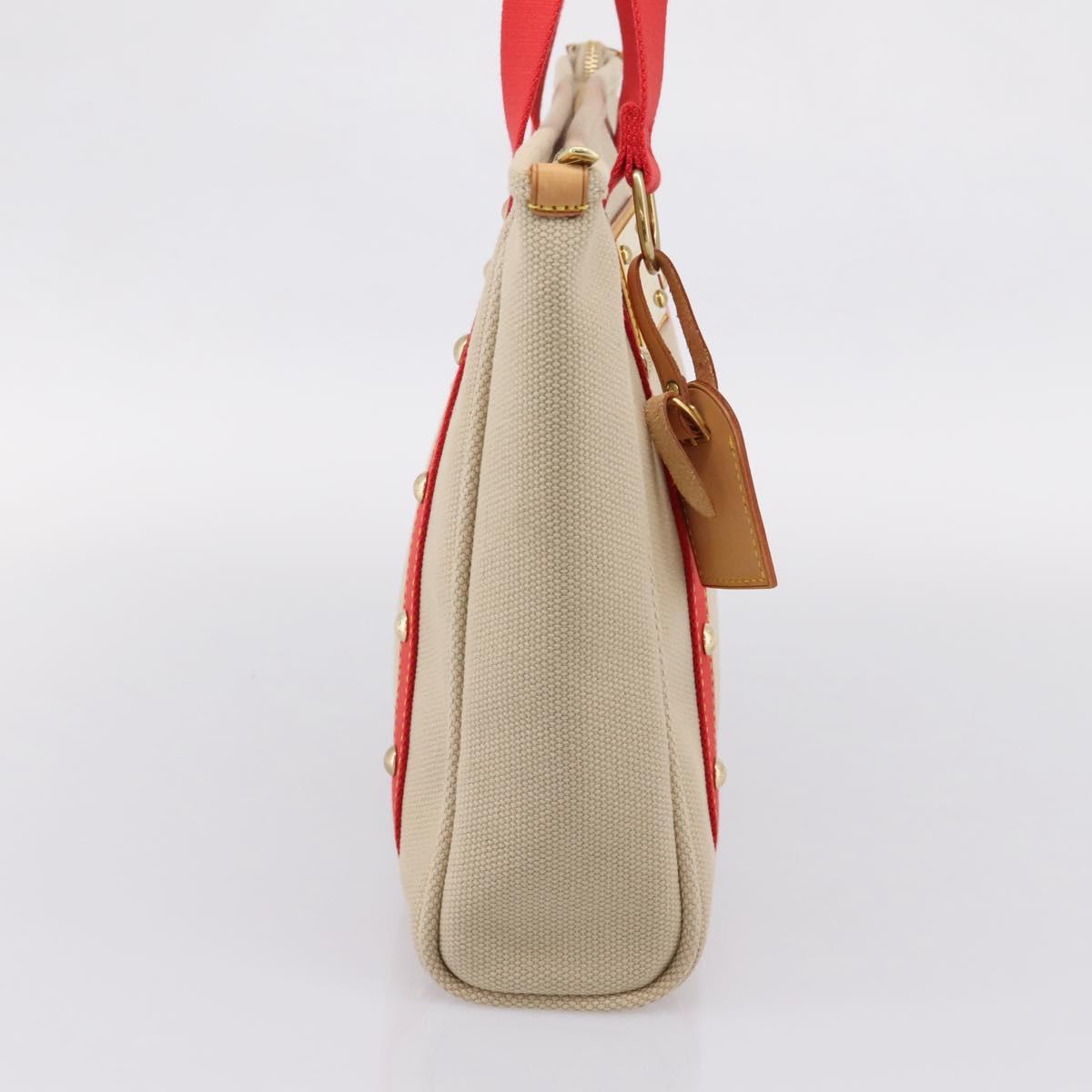 LOUIS VUITTON Antigua Cabas MM Tote Bag Canvas Beige Red M40035 LV Auth ep16163V