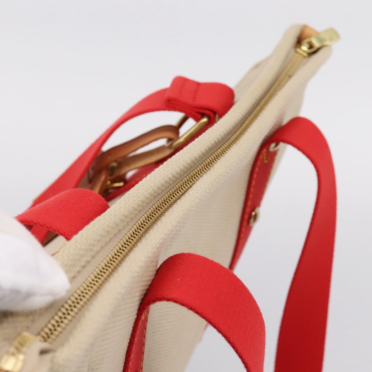 LOUIS VUITTON Antigua Cabas MM Tote Bag Canvas Beige Red M40035 LV Auth ep16163V