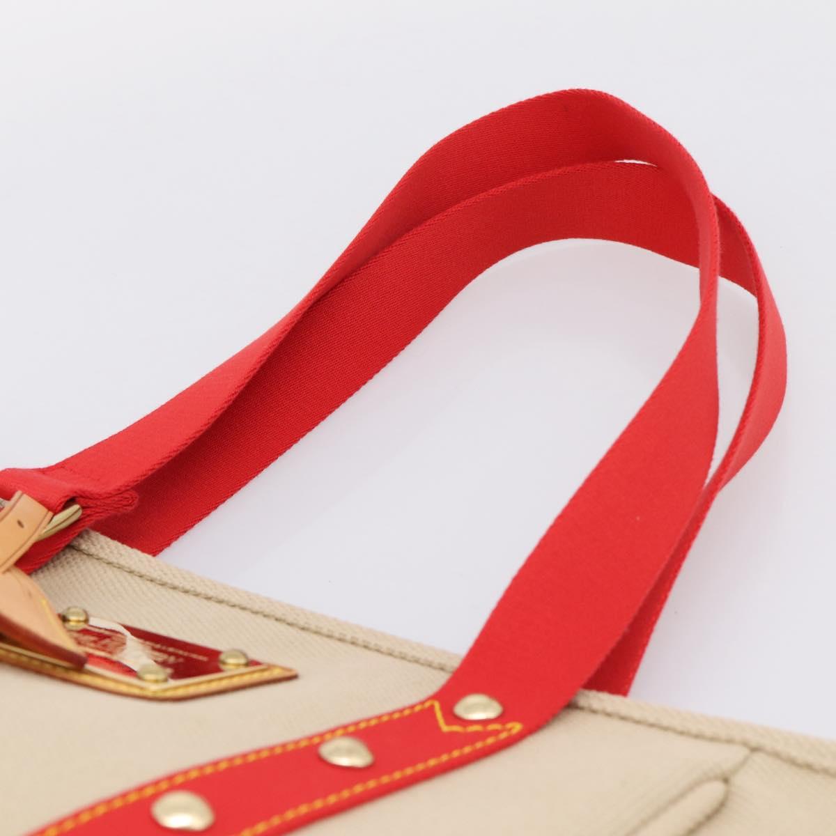 LOUIS VUITTON Antigua Cabas MM Tote Bag Canvas Beige Red M40035 LV Auth ep16163V