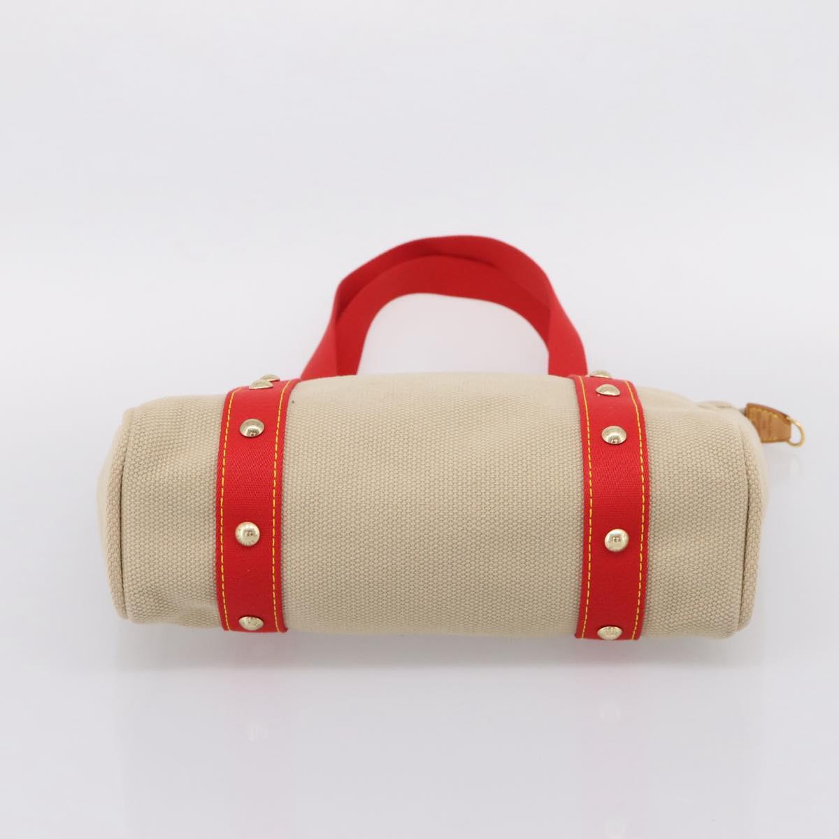 LOUIS VUITTON Antigua Cabas MM Tote Bag Canvas Beige Red M40035 LV Auth ep16163V