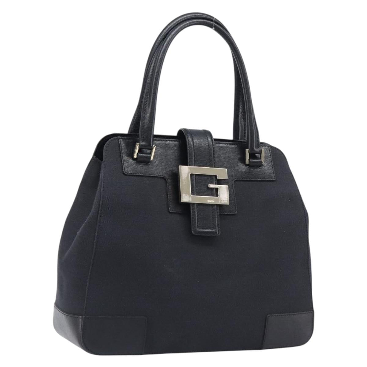 GUCCI Hand Bag Leather Canvas Black Gold 002 1113 Auth ep16164A