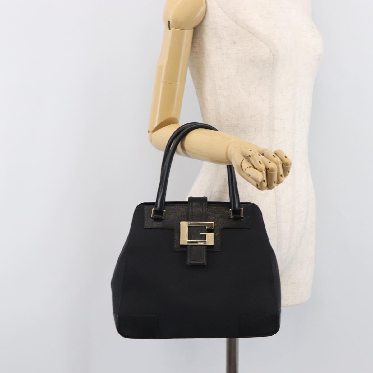 GUCCI Hand Bag Leather Canvas Black Gold 002 1113 Auth ep16164A