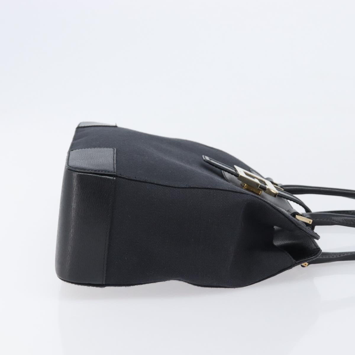 GUCCI Hand Bag Leather Canvas Black Gold 002 1113 Auth ep16164A