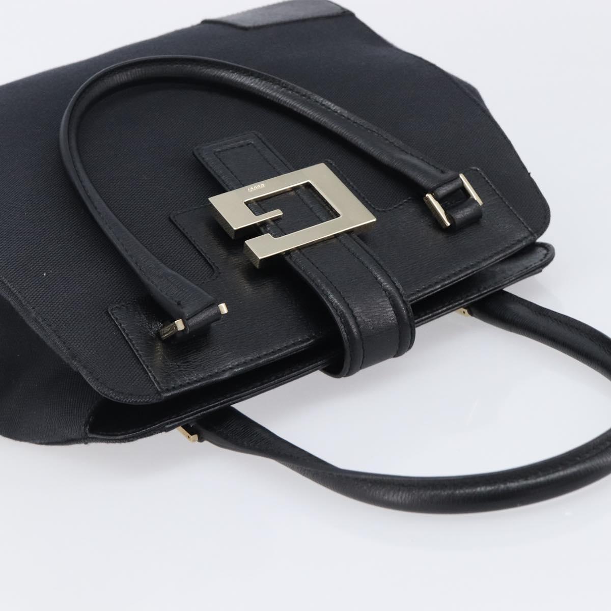 GUCCI Hand Bag Leather Canvas Black Gold 002 1113 Auth ep16164A