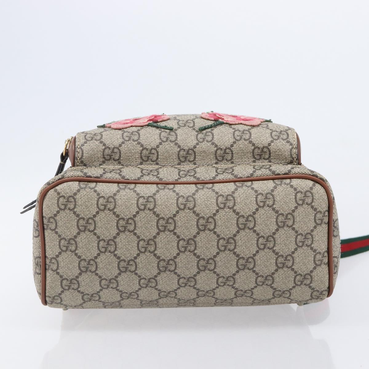 GUCCI GG Supreme Web Sherry Line Backpack PVC Beige Gold 427042 Auth ep16166A