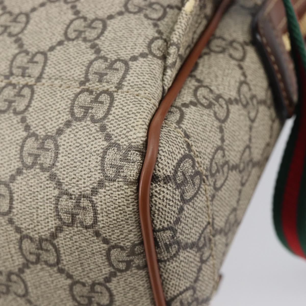GUCCI GG Supreme Web Sherry Line Backpack PVC Beige Gold 427042 Auth ep16166A