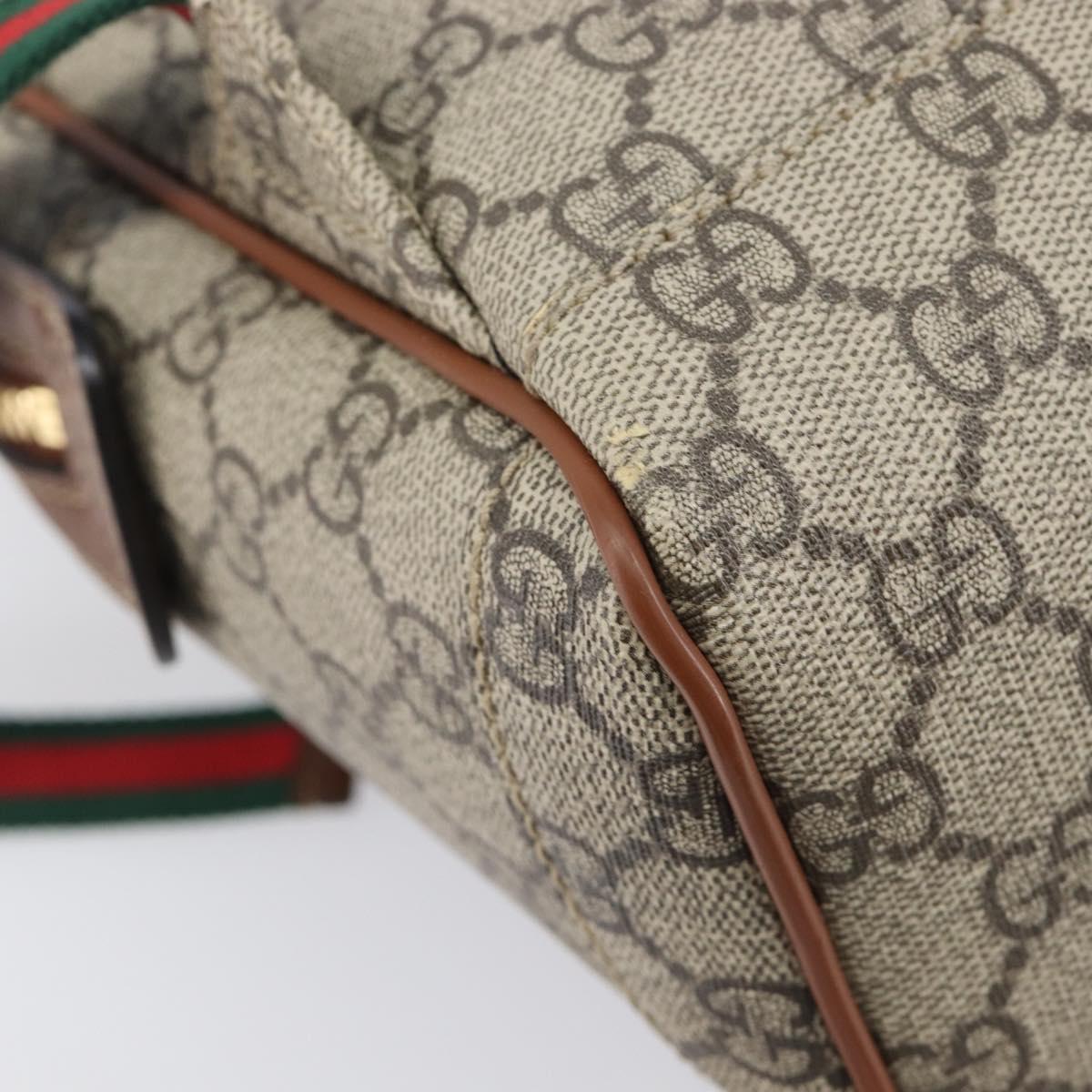 GUCCI GG Supreme Web Sherry Line Backpack PVC Beige Gold 427042 Auth ep16166A