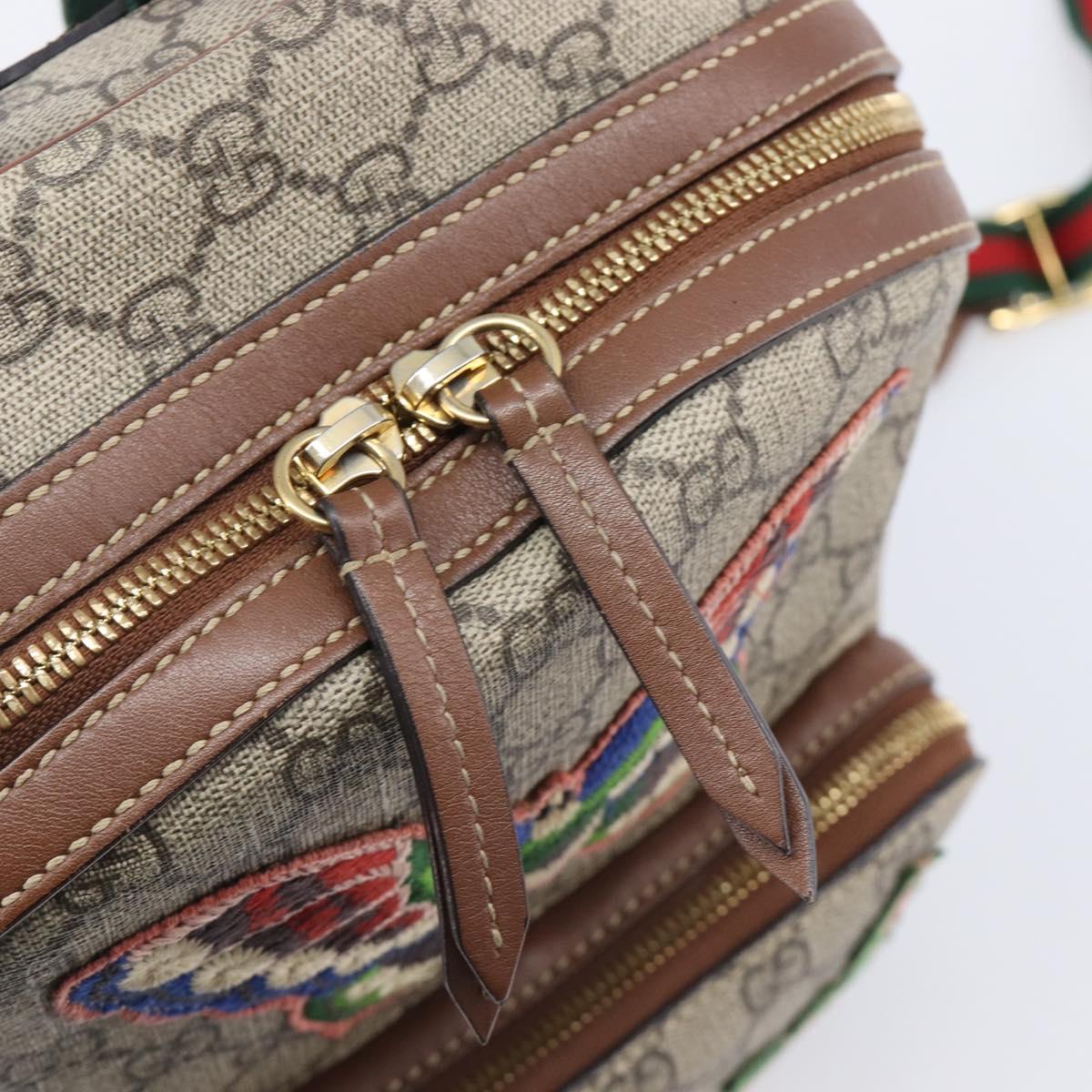 GUCCI GG Supreme Web Sherry Line Backpack PVC Beige Gold 427042 Auth ep16166A
