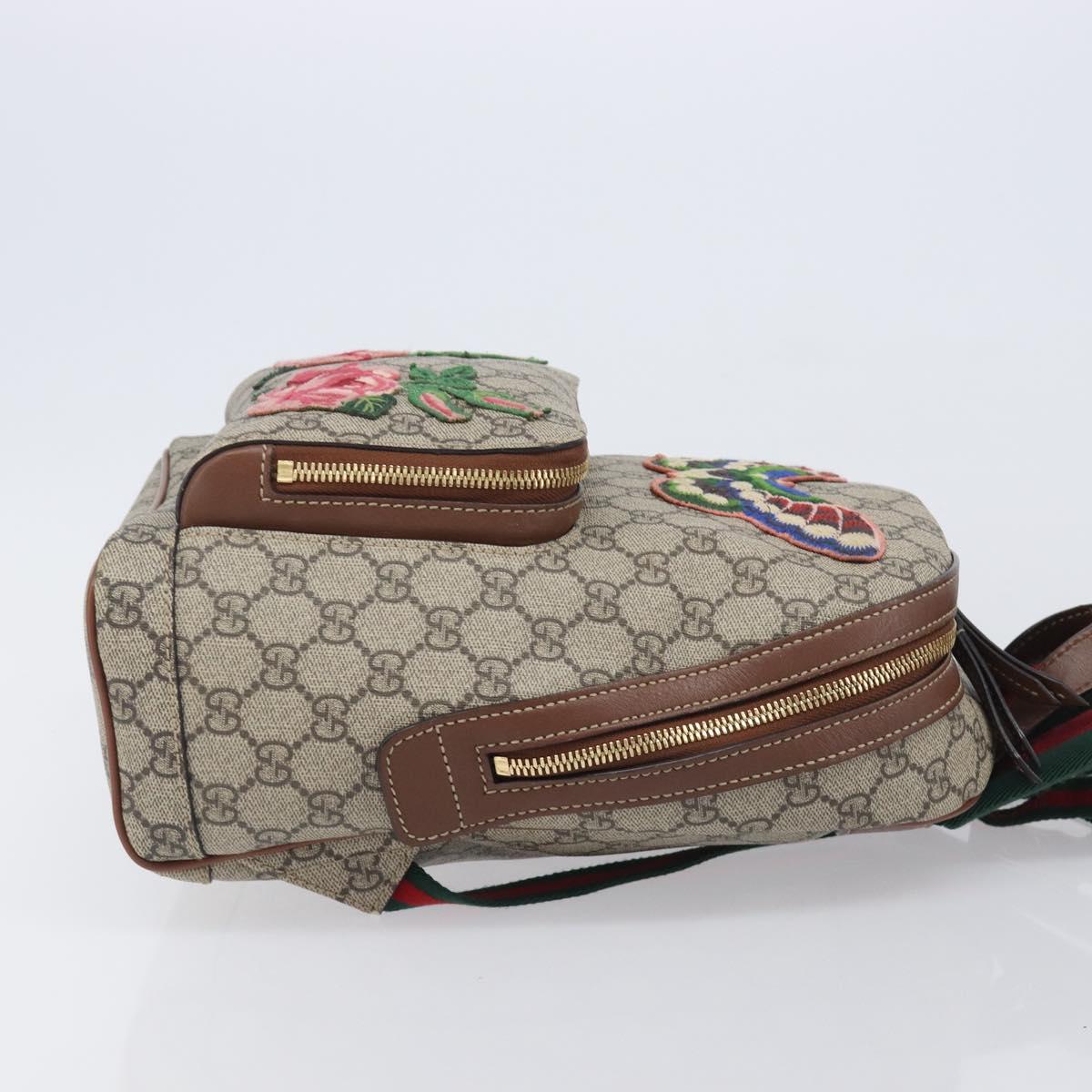 GUCCI GG Supreme Web Sherry Line Backpack PVC Beige Gold 427042 Auth ep16166A