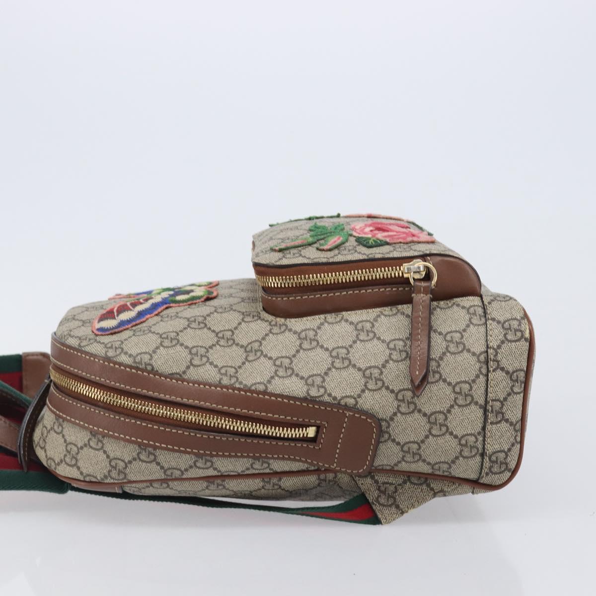 GUCCI GG Supreme Web Sherry Line Backpack PVC Beige Gold 427042 Auth ep16166A