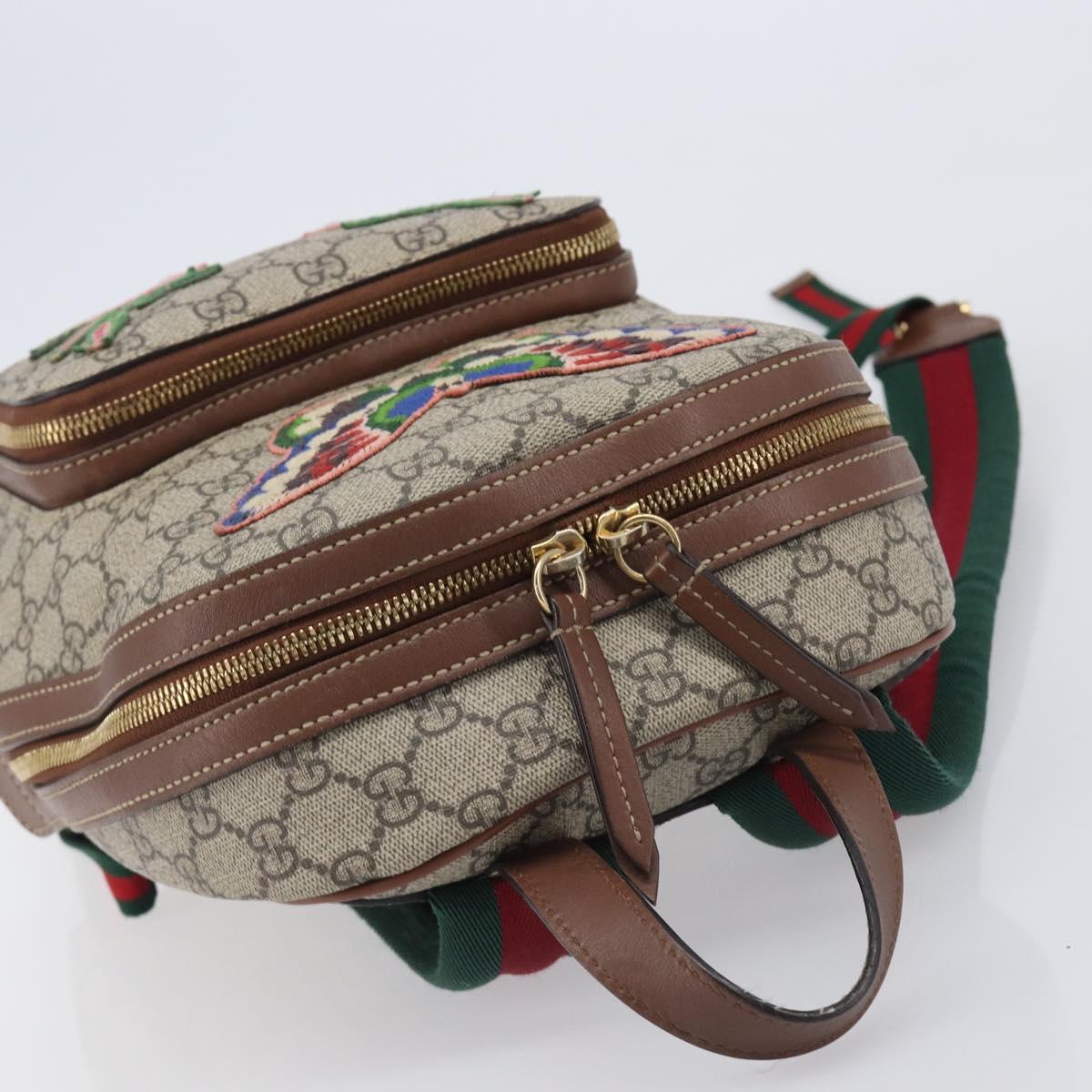 GUCCI GG Supreme Web Sherry Line Backpack PVC Beige Gold 427042 Auth ep16166A