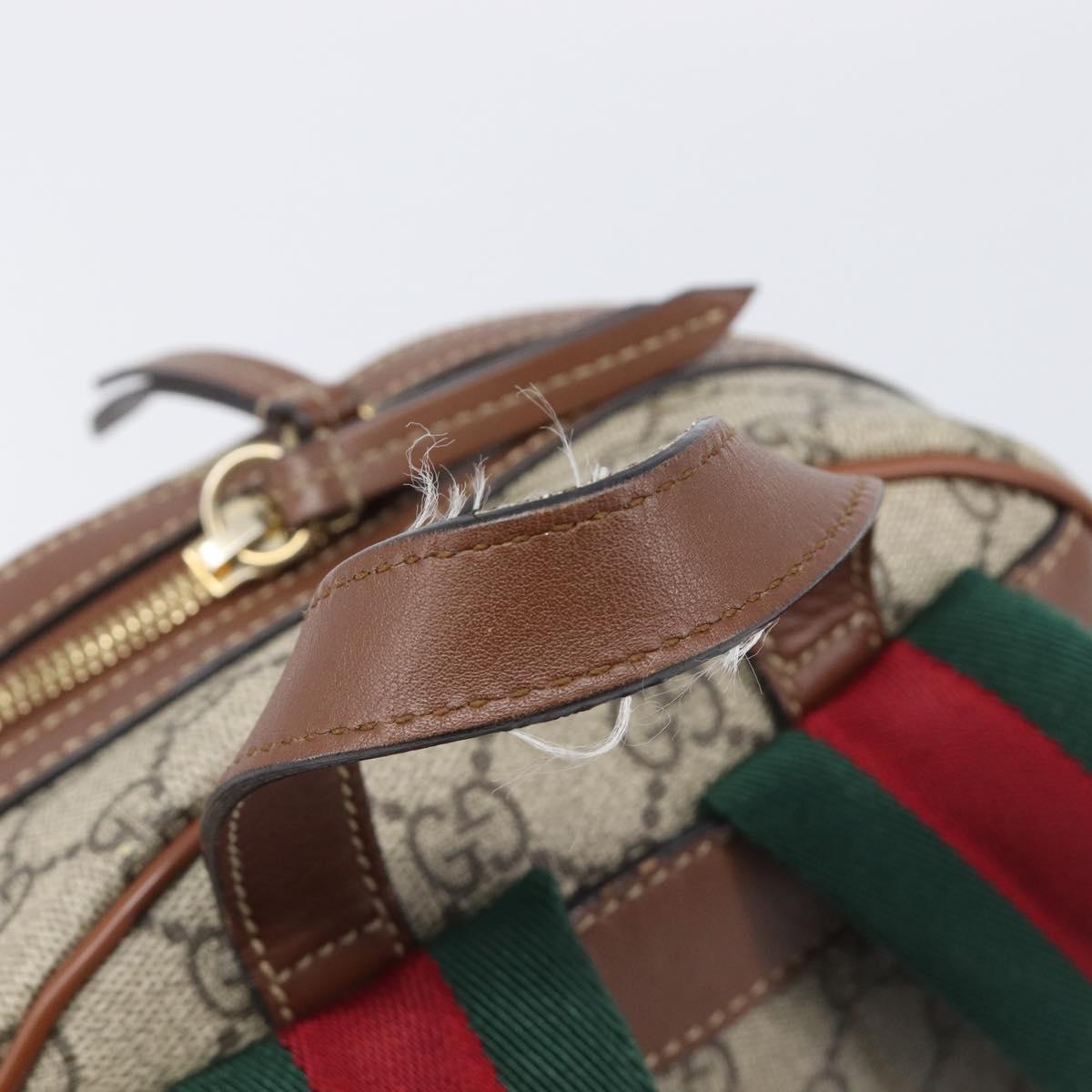 GUCCI GG Supreme Web Sherry Line Backpack PVC Beige Gold 427042 Auth ep16166A