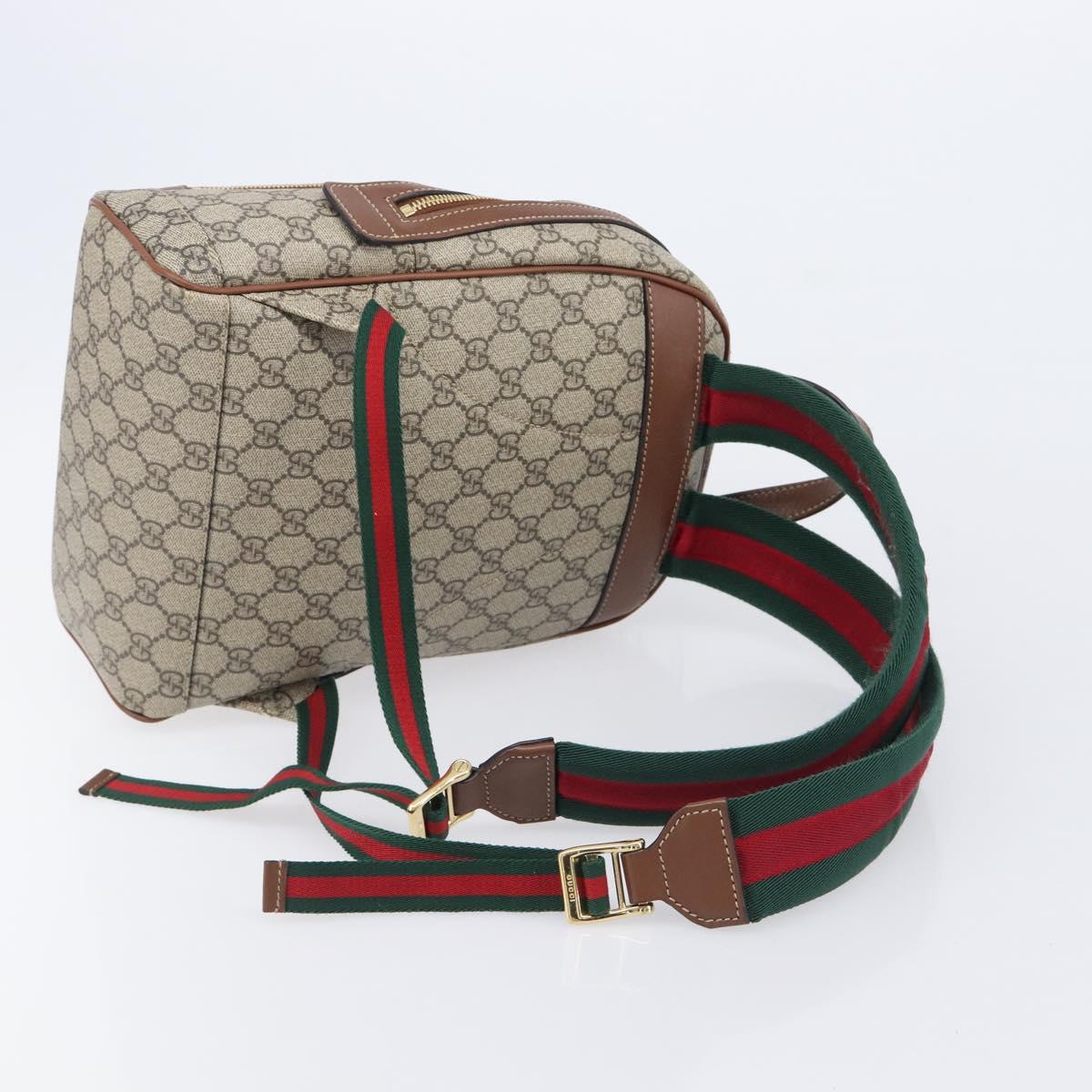 GUCCI GG Supreme Web Sherry Line Backpack PVC Beige Gold 427042 Auth ep16166A