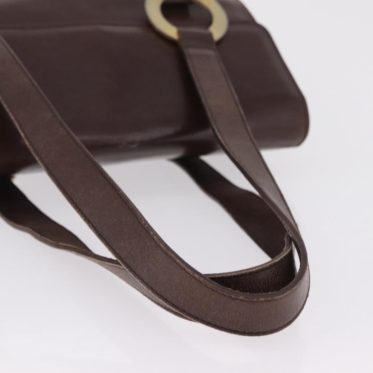 CELINE Hand Bag Leather Brown Gold Auth ep16168