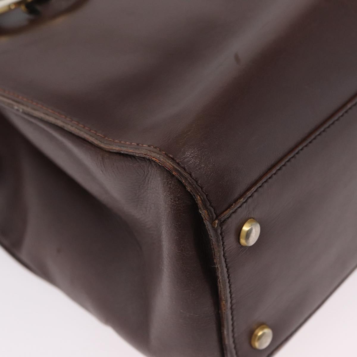 CELINE Hand Bag Leather Brown Gold Auth ep16168