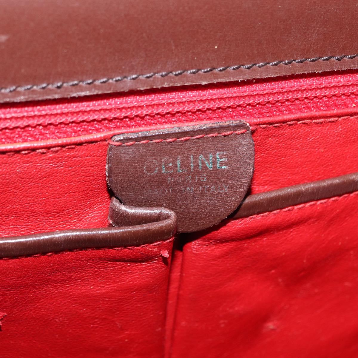 CELINE Hand Bag Leather Brown Gold Auth ep16168