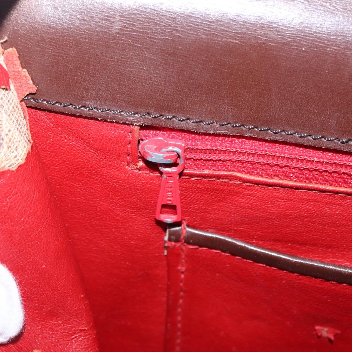CELINE Hand Bag Leather Brown Gold Auth ep16168