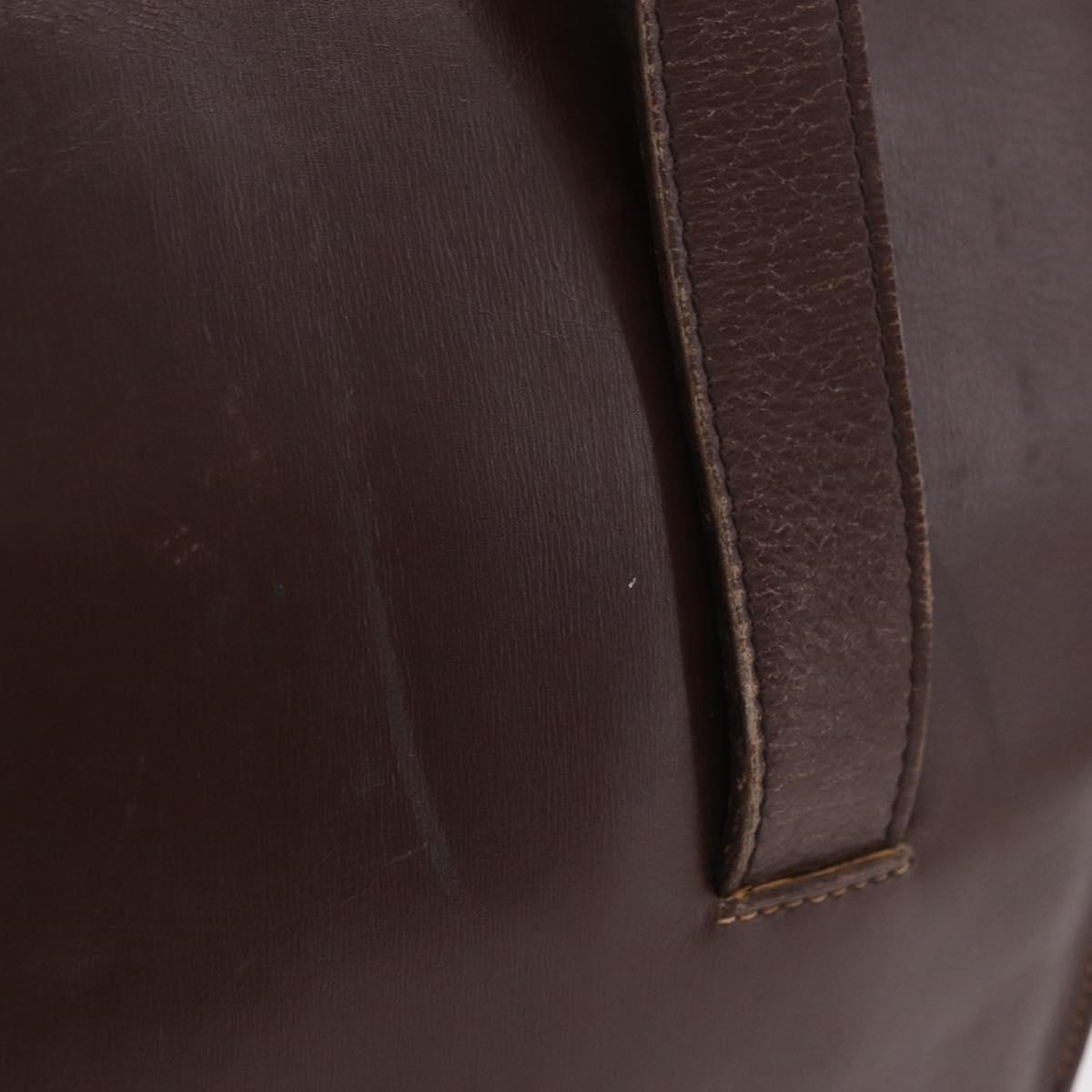 CELINE Hand Bag Leather Brown Gold Auth ep16168