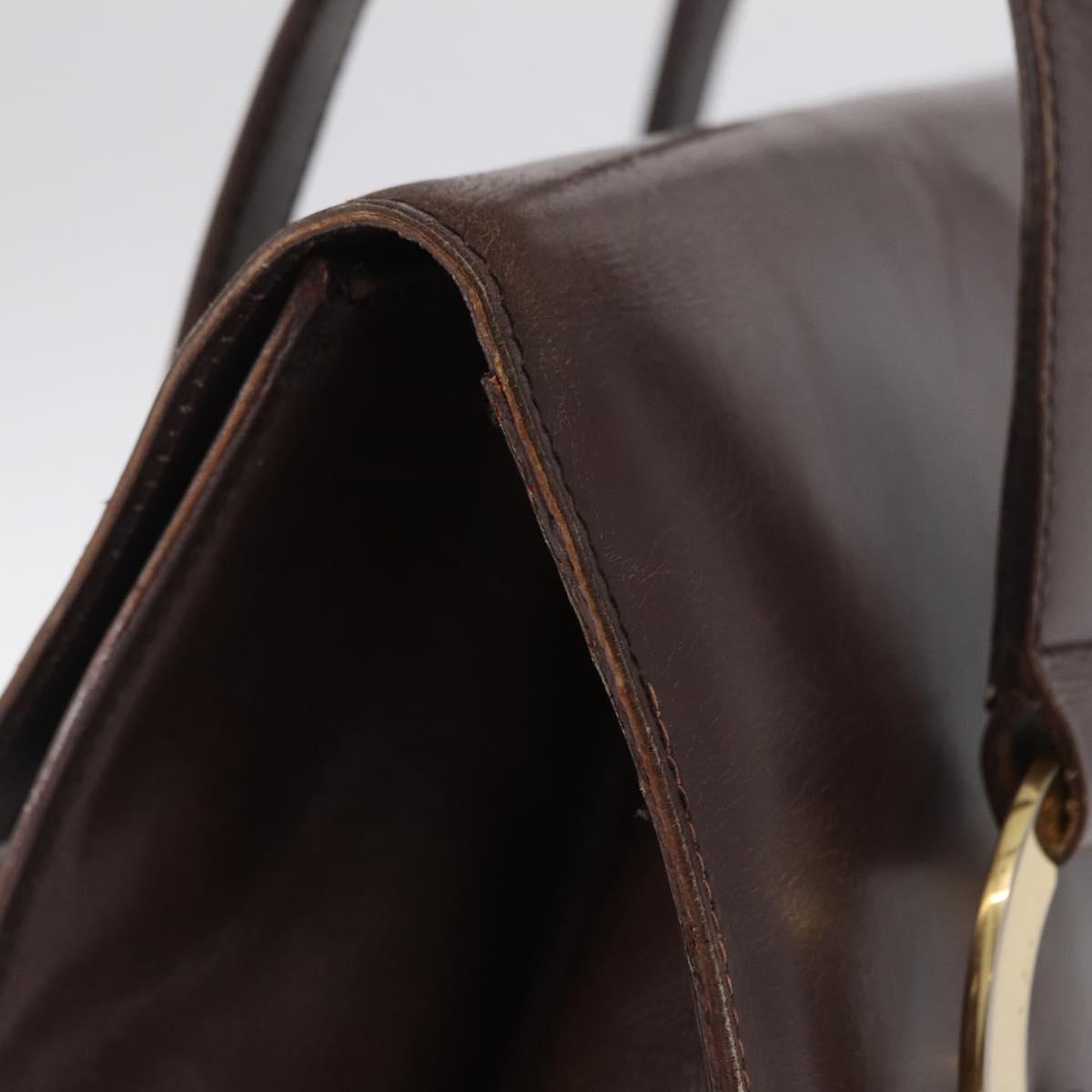 CELINE Hand Bag Leather Brown Gold Auth ep16168